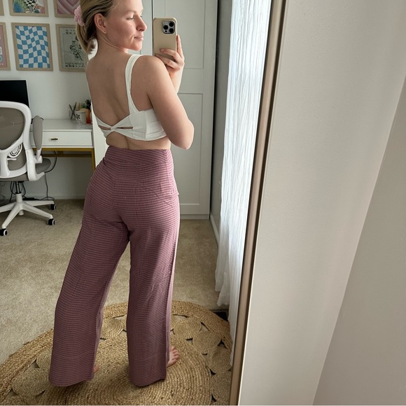 Mr. Larkin Wood Leg Pink Checkered Pants sz small - Picture 2 of 9